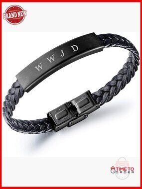 WWJD Braided Leather Bracelet Inspirational Religious Reminder Gift Unisex